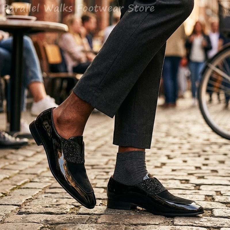 Men'S Shoes Smart - Mocassini da uomo neri in finta