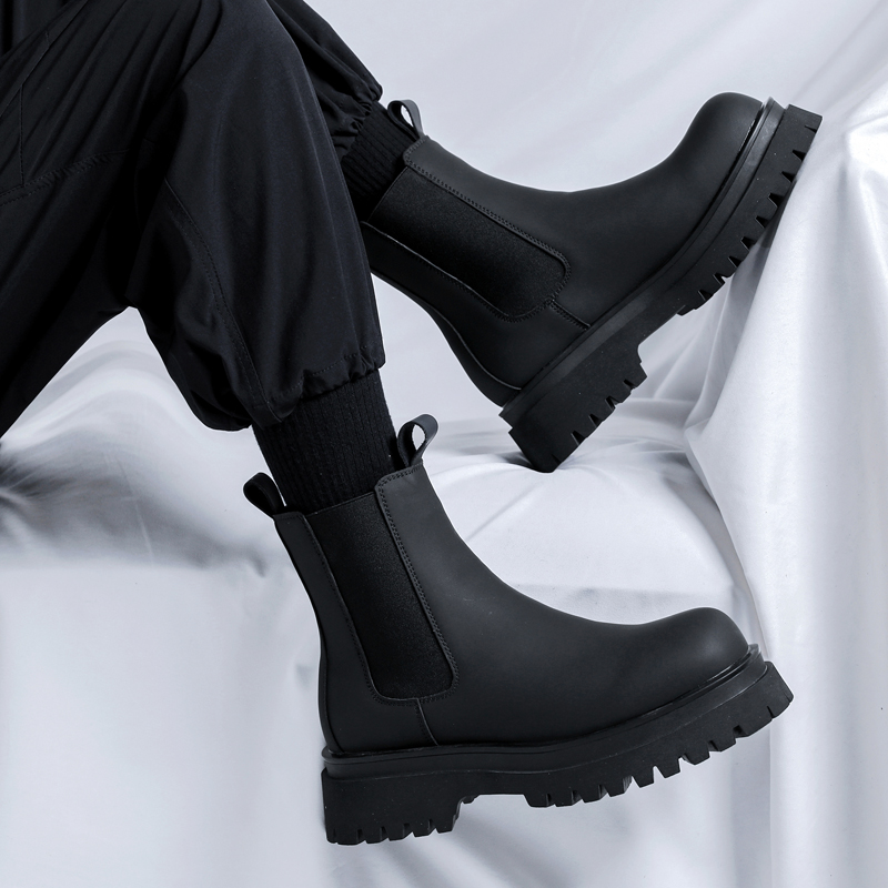 Men Shoes Branded - Stivali Chelsea Neri Alti da Uomo